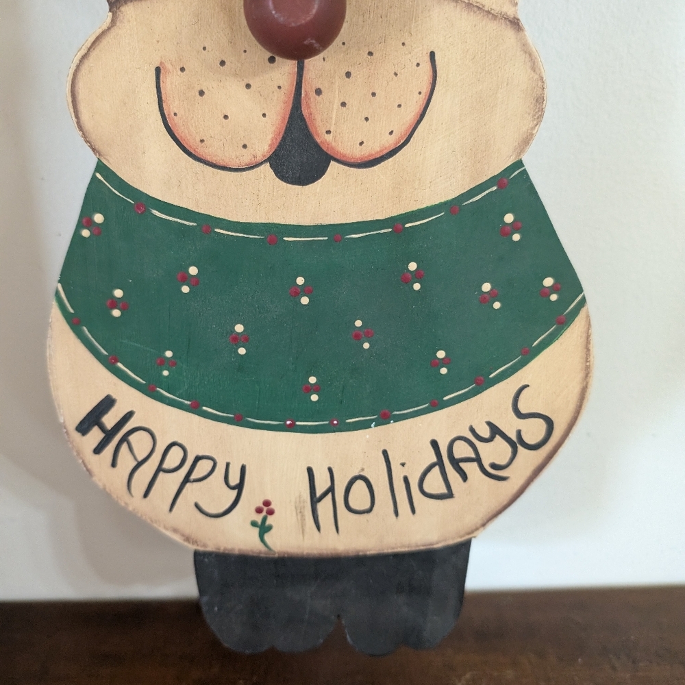 Festive Wooden Reindeer Happy Holidays Hanging Decor Vintage Rustic Christmas - Picture 3 of 7